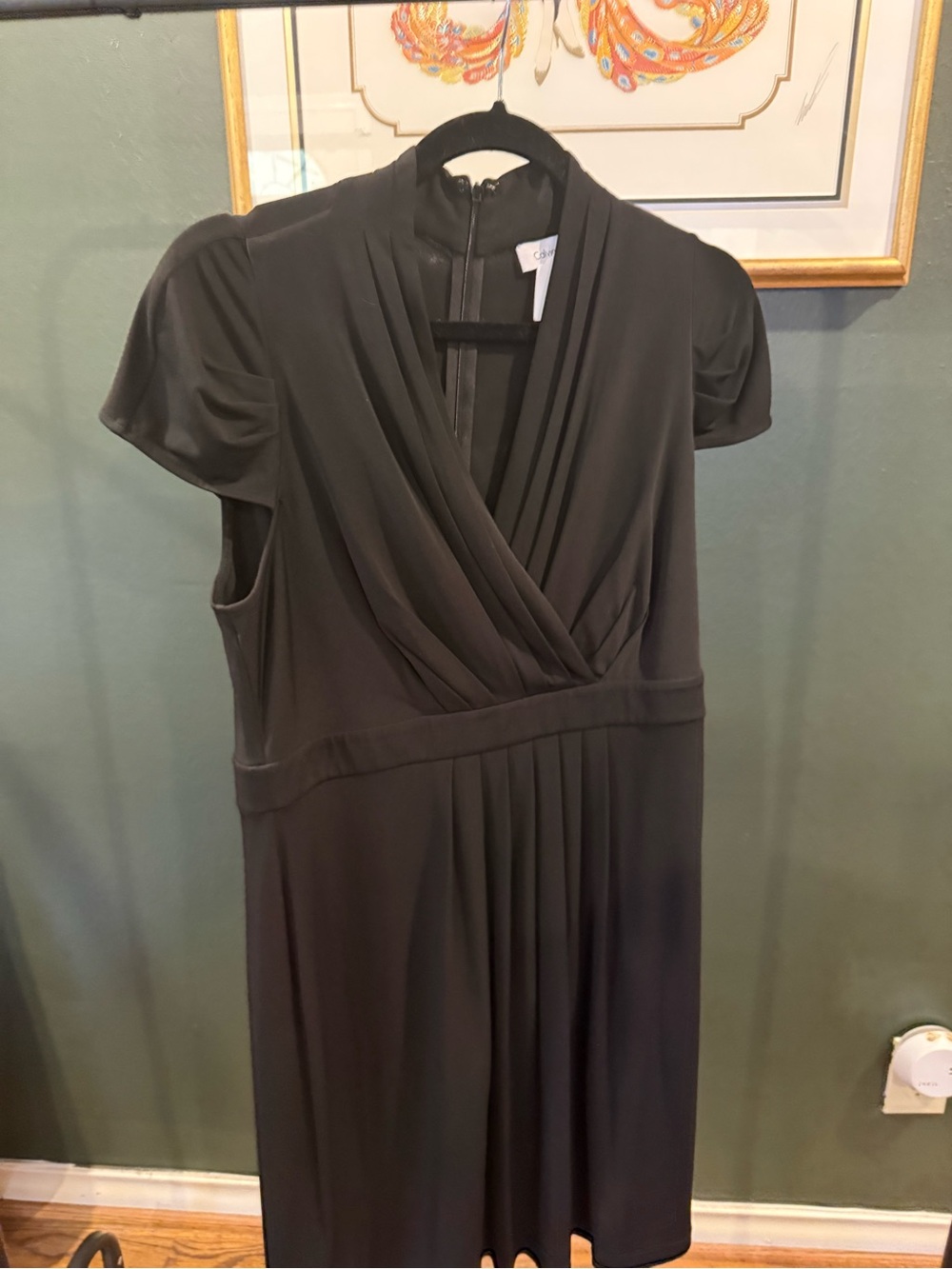 Calvin Klein Black Faux-Wrap Midi Dress